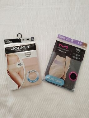 Maidenform Flexees Thong Shapes Cool Comfort Firm  Black + Jockey Cream Size 3XL